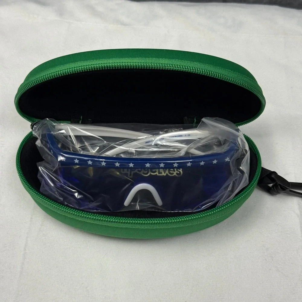 Tipsy Elves Patriotic USA Stars and Stripes Shield Sunglasses Blue Mirror Lens